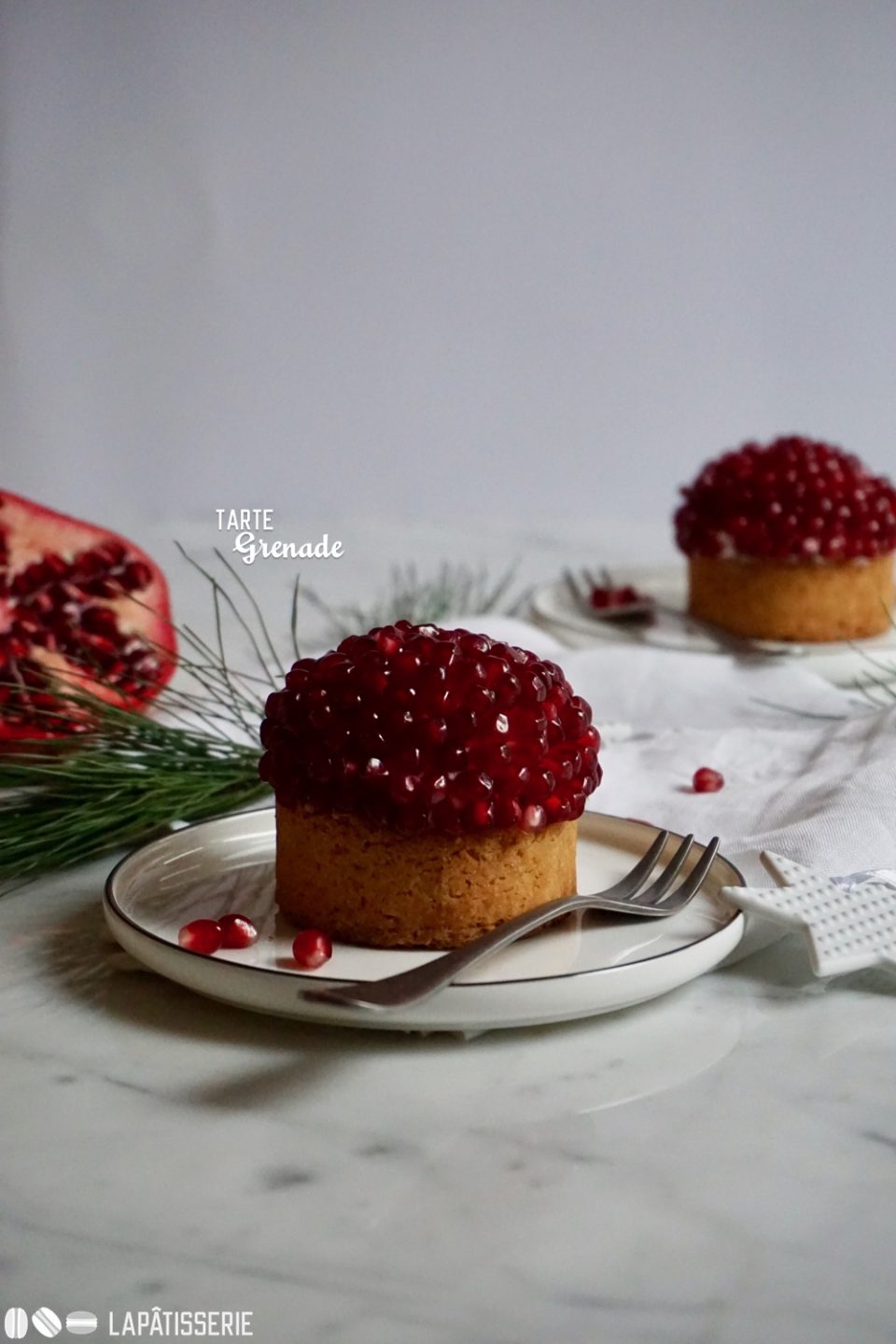 Mein Weihnachtsdessert 2017: Tarte Grenade mit Granatapfel und Vanillecreme.